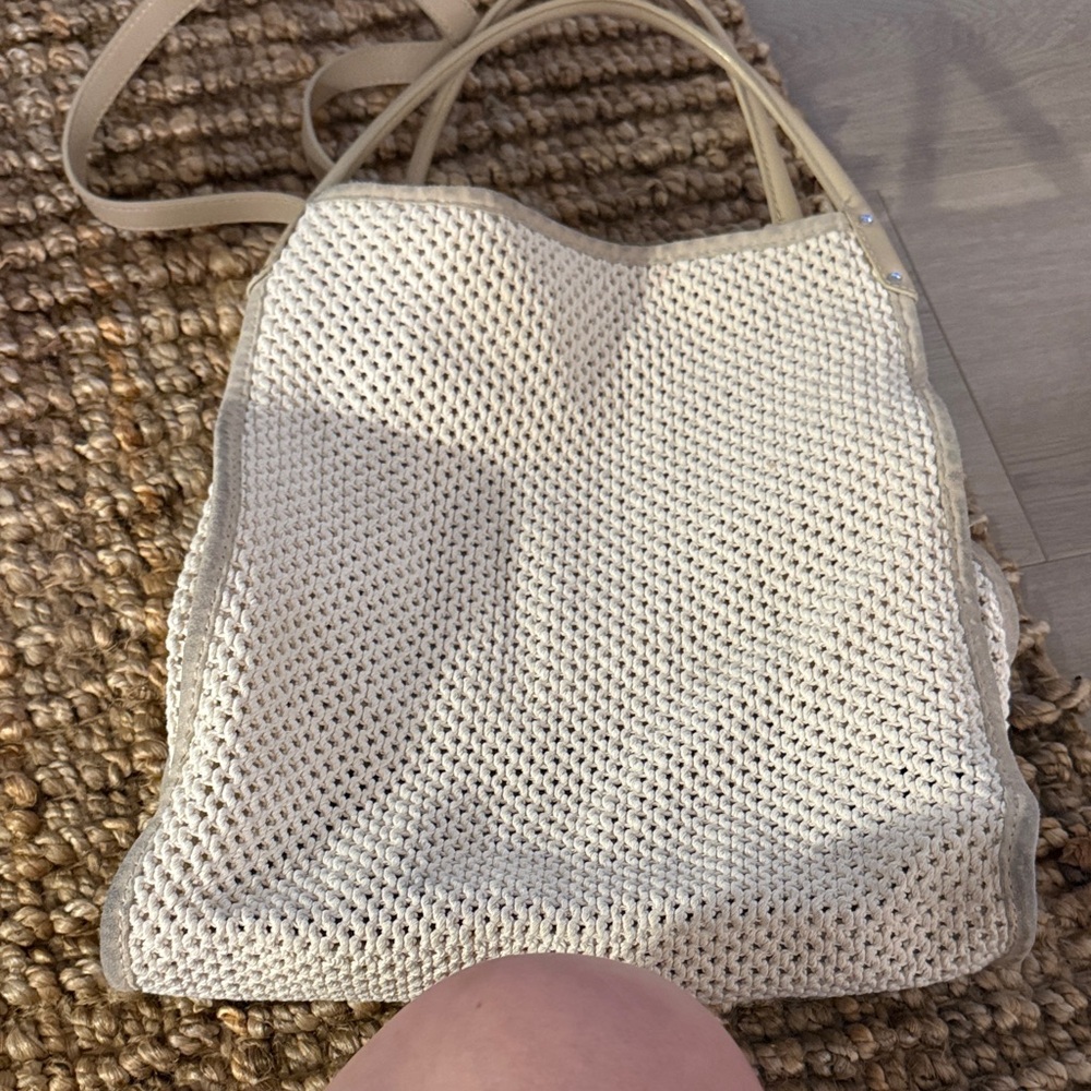 Elegant Cream Woven Tote Bag